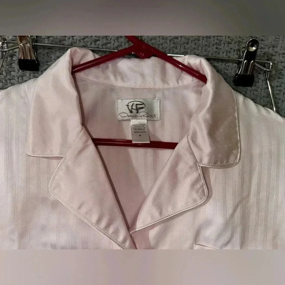 Oscar de la Renta Vintage Embossed Stripes 2 Piece Pajama Set Pink Size Medium - Picture 4 of 16